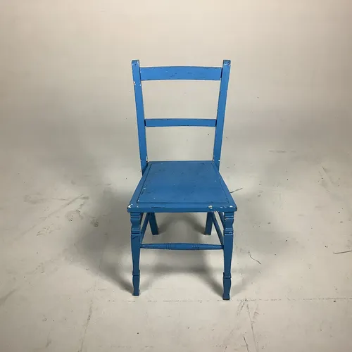 Blue painted wood dining chair
