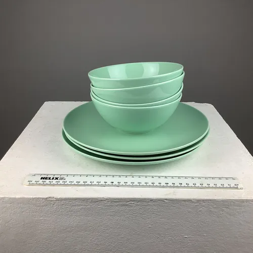 Green IKEA plates and bowls 