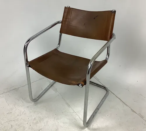 Chrome framed with brown vinyl seat office style chair