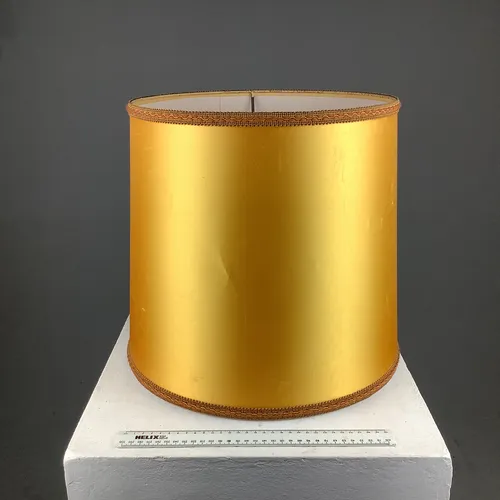 Large Gold Lampshade with Brown Fabric Trim
