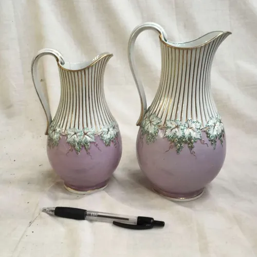 Pair of 1860s china G.L Ashworth of Hanley jugs