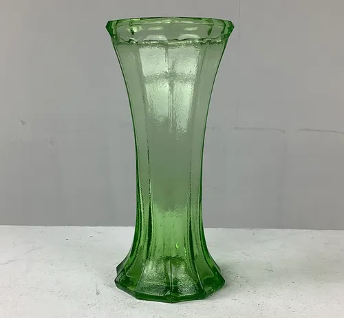 Tall green glass vase