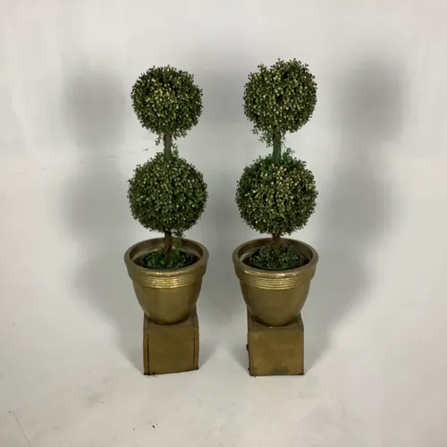 Topiary double ball tree with gold leaves