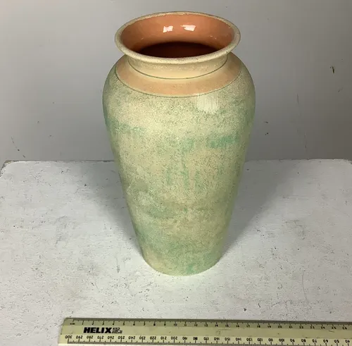Green and Peach Ceramic Vase