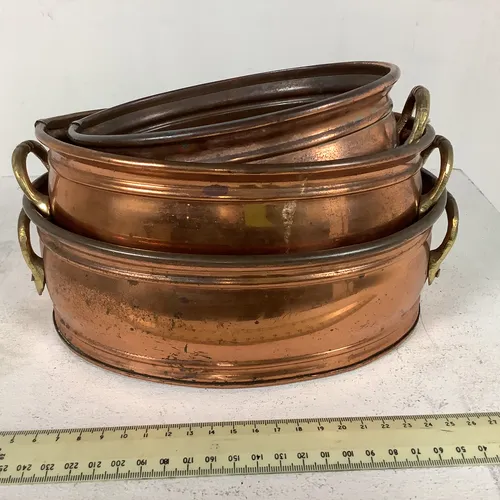 Set of 3 Copper Pots / Trays