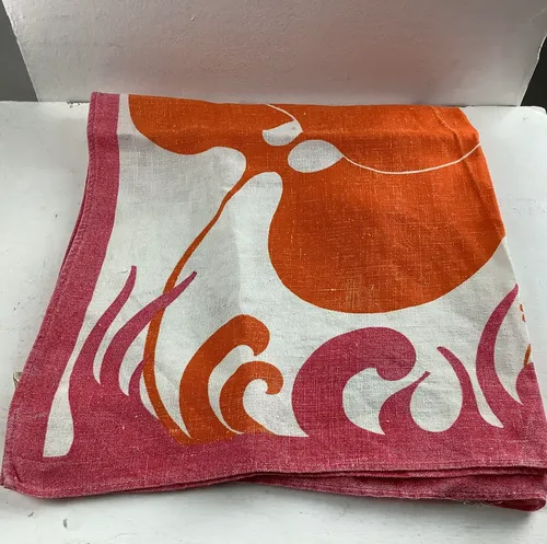 Pink and orange abstract tea towel 