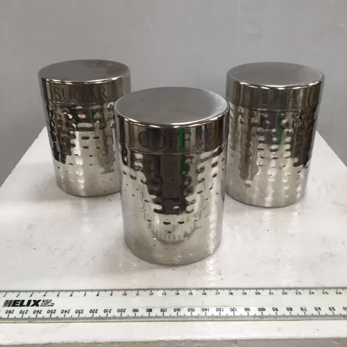 Dimpled Metal Coffee / Sugar / Tea Storage Jar Tin