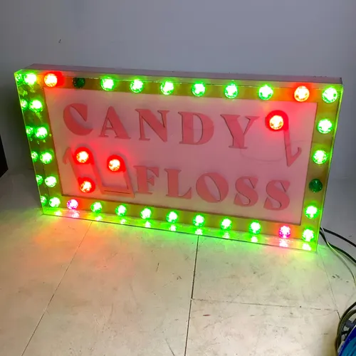 Pink and Green Light Up Candy Floss Sign