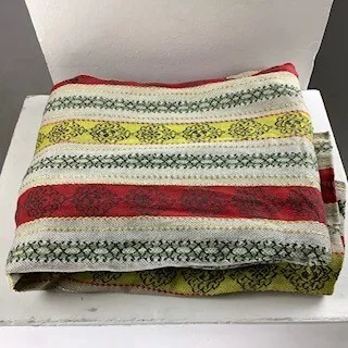 Cream Red and Yellow Stripped Patterned Fabric