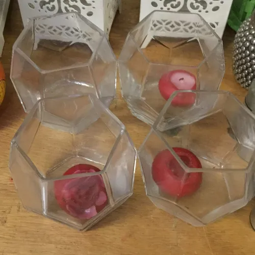 Geometric glass tea light holders