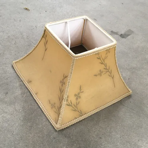 Square beige lampshade with leaf detail