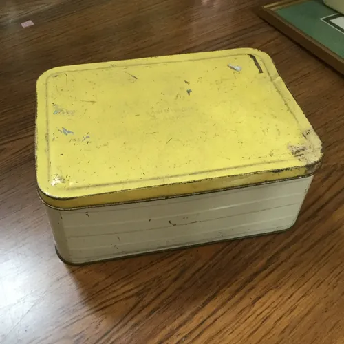 Period Cream and Yellow Metal Sandwich Box