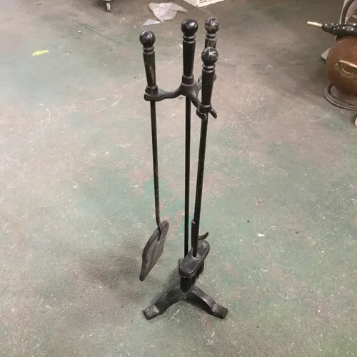 3 Piece Black Metal Fireplace Companion Set