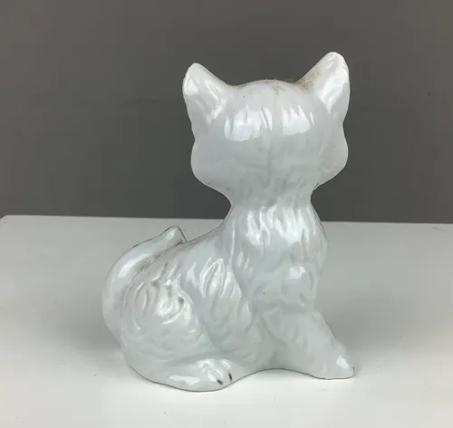 White Cat Ornament With Blue Bow Tie