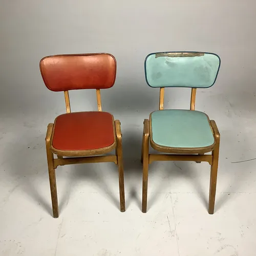 Wood frame chairs with Red or Blue Seat Pads
