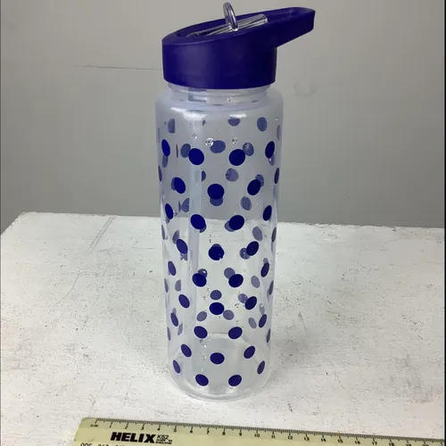Clear and Blue Plastic Water Bottle with Straw