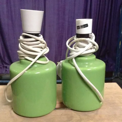 green / lime ceramic cylindrical table lamp base