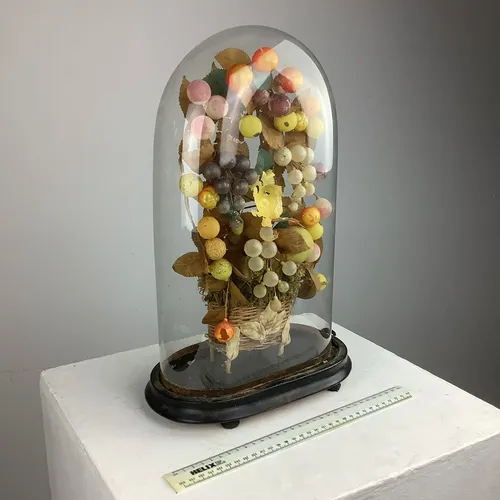 Period Dried / Waxed Fruit Display in Glass Dome Cloche