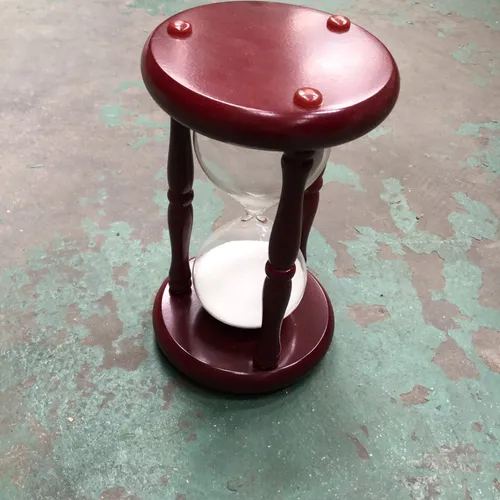 Round Wood Frame Hourglass with White Sand