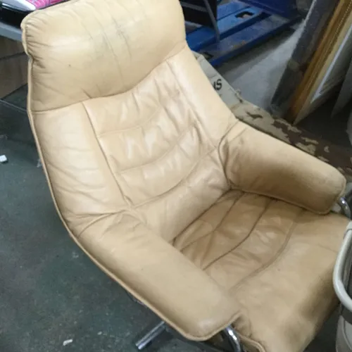 Cream Leather Armchair Chair (2 Available)