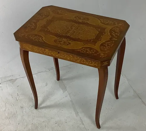 Wood Inlaid Side Table