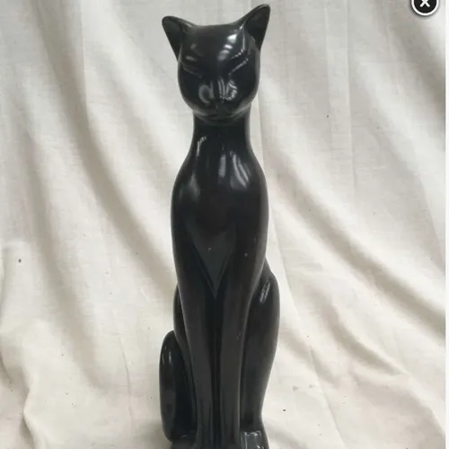 Tall black ceramic cat ornament