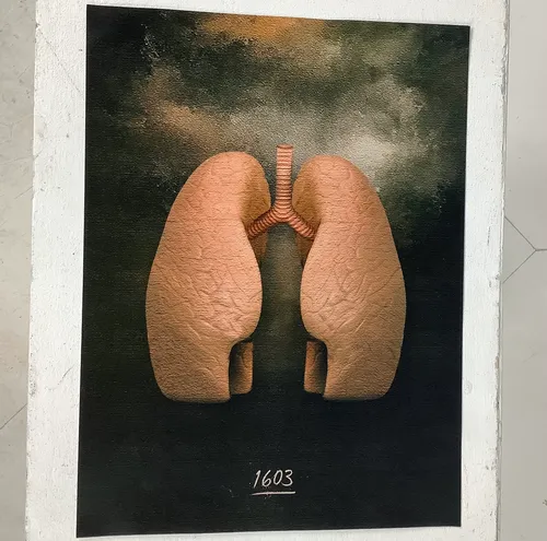 Black Grey and Pink 1603 Lung Poster