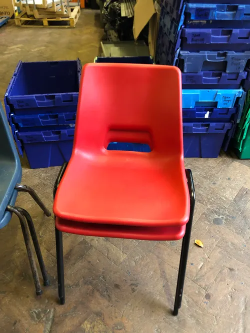 Red polypropylene stacking chair