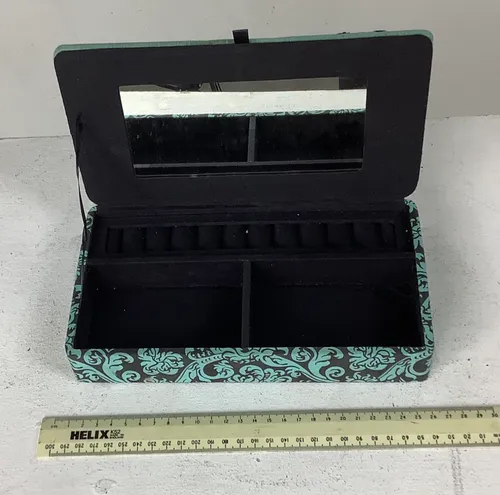 Blue and Black Floral Pattern Trinket Jewellery Box