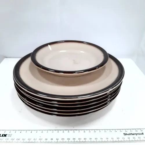 Cream with Brown Rim Wedgwood Plate