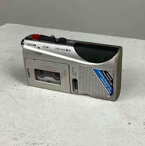 Silver Sanyo Dictaphone Tape / Interview Recorder