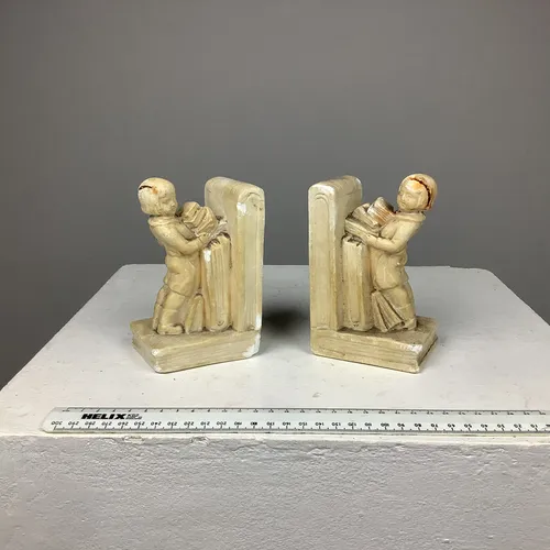Ceramic Bookends of Children with Books