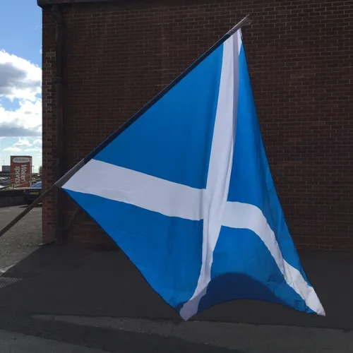 Large St Andrews Cross Scotland Flag on Wood Pole