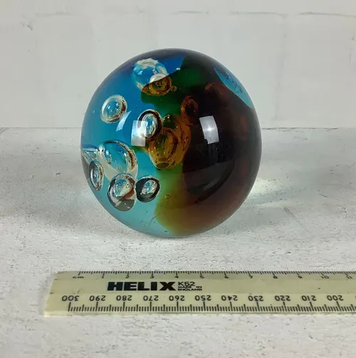 Blue and  Brown Glass Paperweight