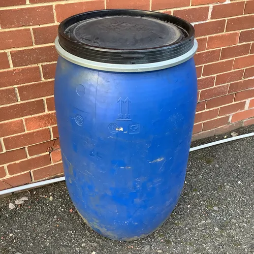 Blue plastic drum storage barrel