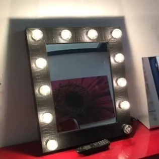 Black Faux Snakeskin Make-Up Mirror with Lights