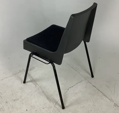 Black Poly Prop Chair with Grey Fabric Seat