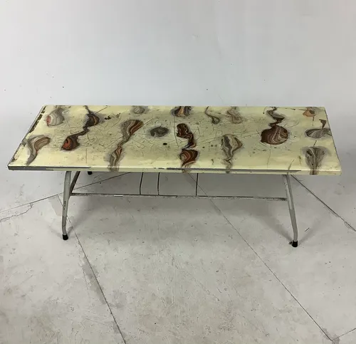 White / Cream / Brown Period Marble Effect With Metal Frame Coffee Table