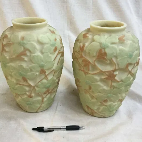 ceramic vase with embossed leaf and stem detail (2 Available)