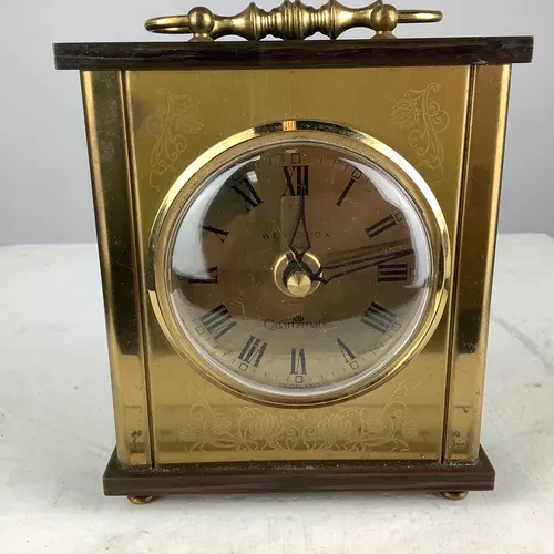 Gold Westclox Quartzmatic carriage clock