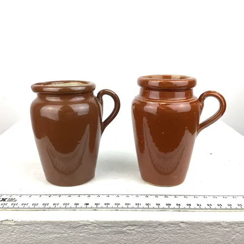 Small Brown Glazed Stoneware Jugs
