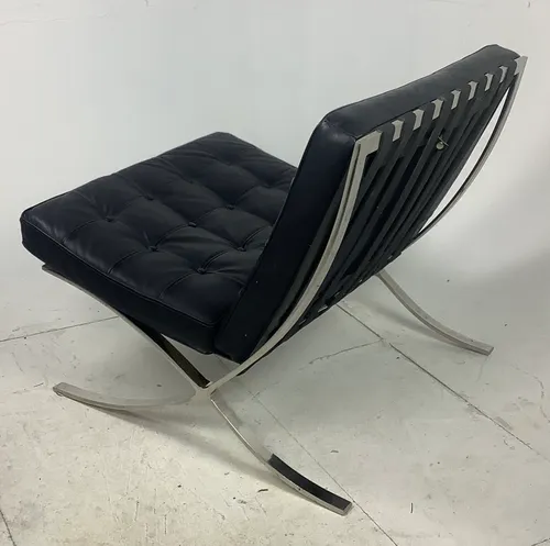 Black Barcelona Chair with Silver Frame