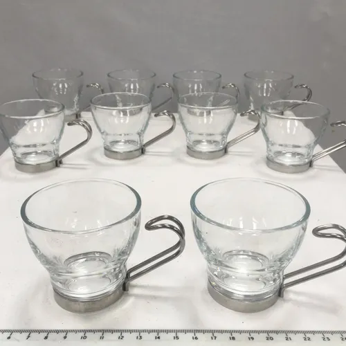 Set of 10 Espresso glass w/ metal handle