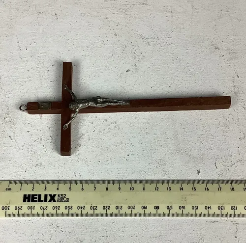 Wooden Cross with Silver Jesus