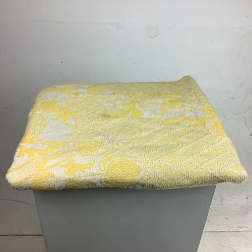 Yellow and White Textured Patterned Fabric Blanket / Bedspread / Throw