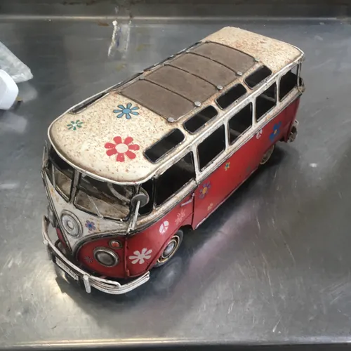 Period Red and Cream 1960s VW Camper Van Toy Model