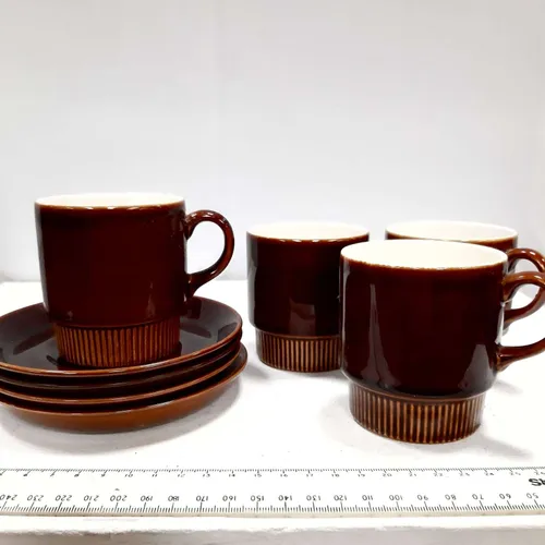 Glazed brown/chestnut Poole Pottery Parkstone design 1960s  tea set 