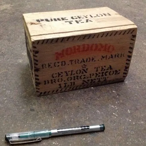 wooden Ceylon tea box with sliding lid