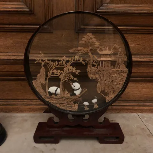 Wood Frame Glass Display Case Chinese Diorama