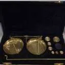 Compact Brass Balance Scales with Weights In Black Velvet Case